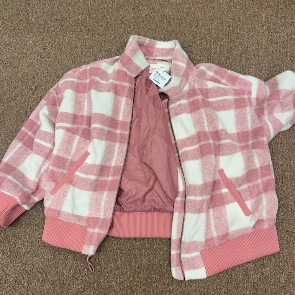 Universal Thread Pink and White Bomber Jacket
